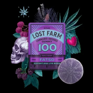 lost farm 100mg triple berry x fatso live rosin gummy